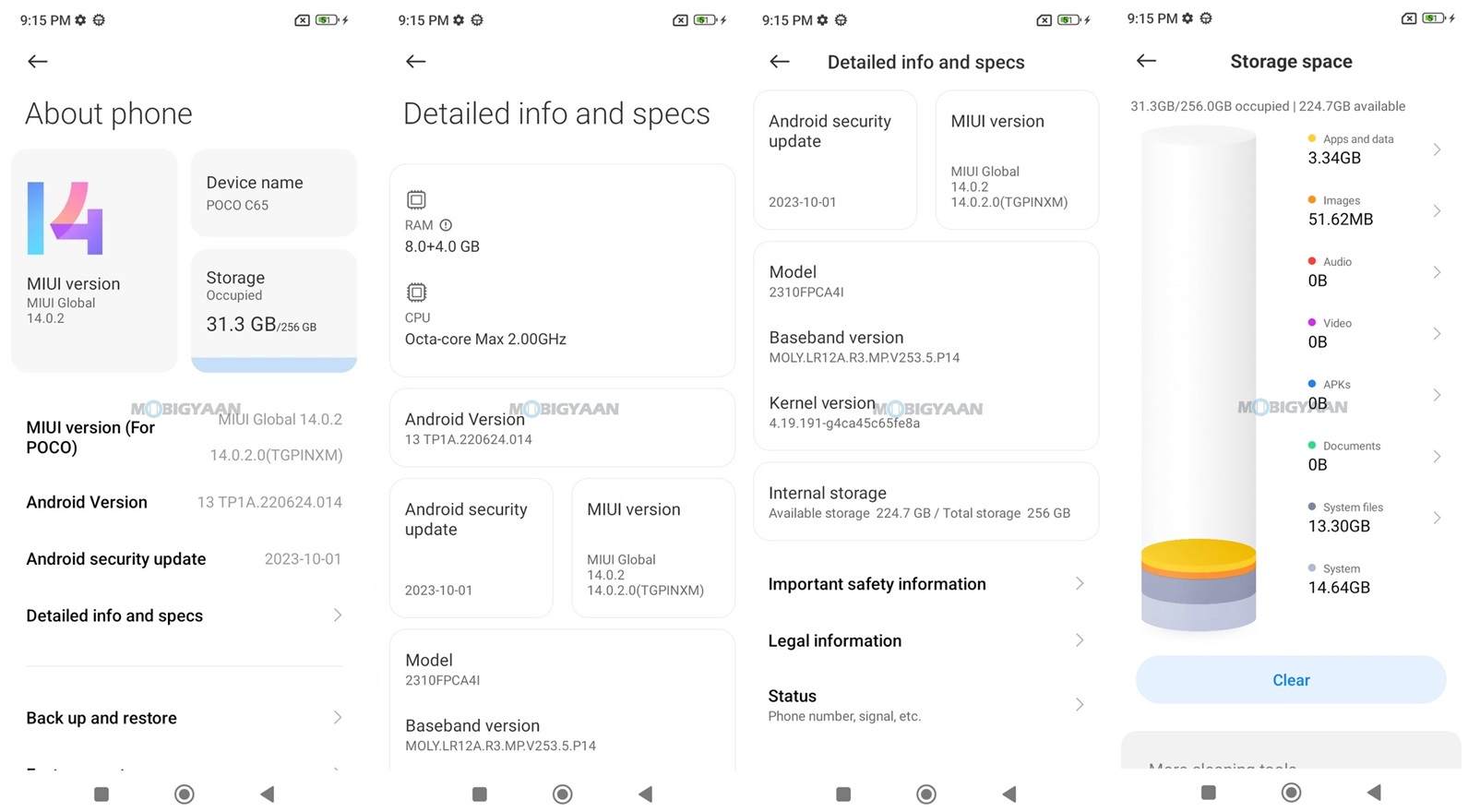 POCO C65 Review MIUI 14 About Specs RAM Storage